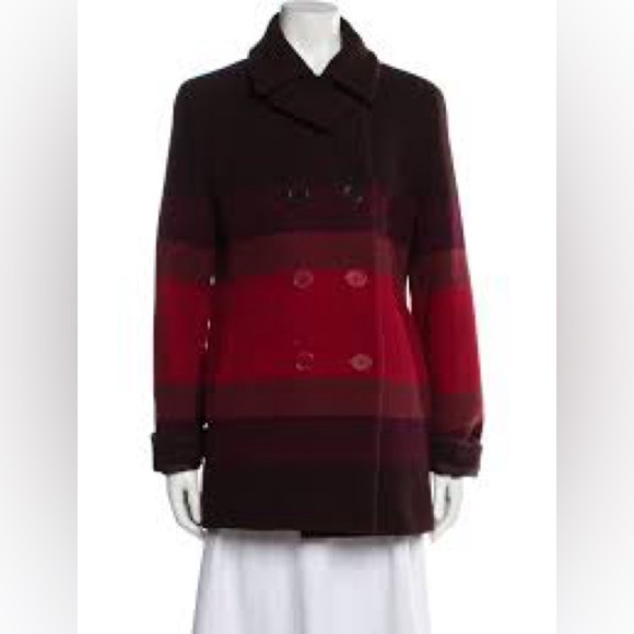 Akris Punto Colorful Striped Wool Double Breasted 
Coat Jacket - Picture 8 of 8